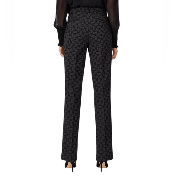 Ann Taylor Sophia straight leg pant black linked jacquard curvy fit size 10p - Picture 1 of 9